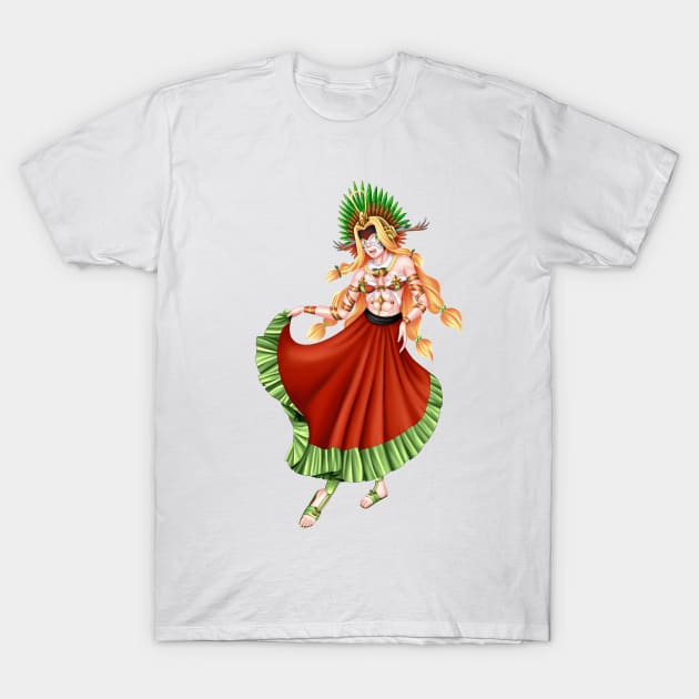 Christmas Quetzalcoatl Skirt Rudos Mask 2 T-Shirt by Antonydraws